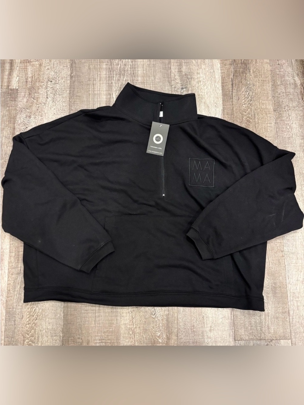 Ashco “Mama” Black Women's Half-Zip Pullover Sweater